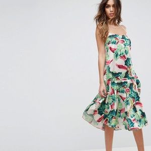 ASOS Tropical Print Strappy Back Midi Dress